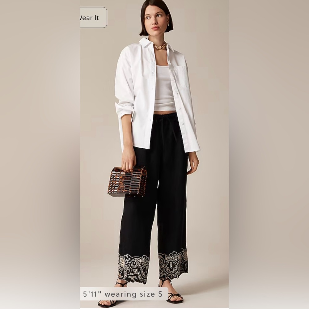 J.Crew New Soleil pant in embroidered linen